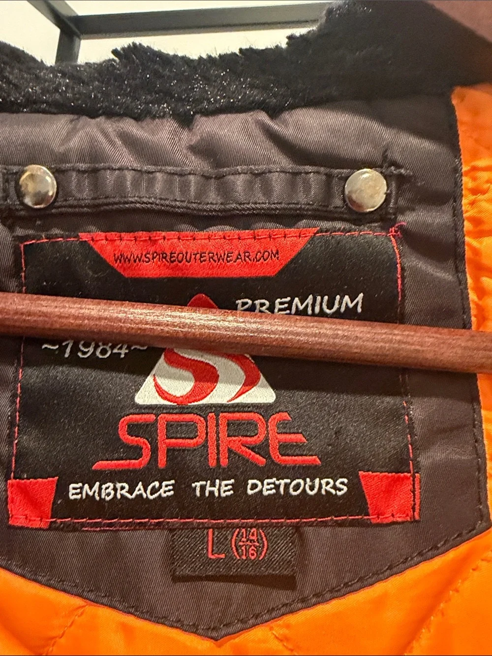 Aspire Black Bomber Jacket with Orange Quilted Lining